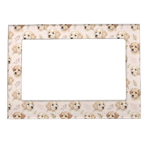 Adorable Puppy Watercolor Pattern (2) Magnetic Frame