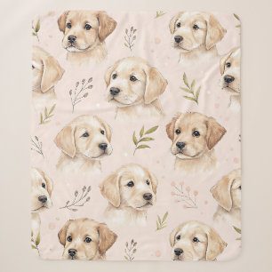 Adorable Puppy Watercolor Pattern (2) Sherpa Blanket