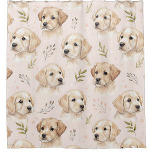 Adorable Puppy Watercolor Pattern (2) Shower Curtain