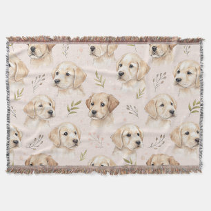 Adorable Puppy Watercolor Pattern (2) Throw Blanket