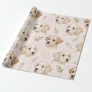 Adorable Puppy Watercolor Pattern (2) Wrapping Paper