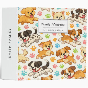 Adorable Puppy Watercolor Pattern (3) 3 Ring Binder