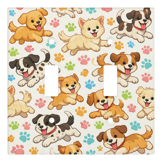 Adorable Puppy Watercolor Pattern (3) Light Switch Cover (Front)