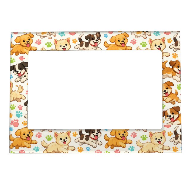 Adorable Puppy Watercolor Pattern (3) Magnetic Frame (Front)