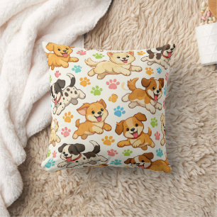 Adorable Puppy Watercolor Pattern (3) Throw Pillow