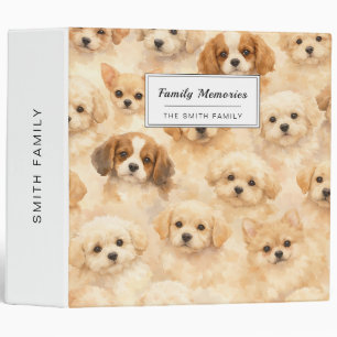 Adorable Puppy Watercolor Pattern (4) 3 Ring Binder