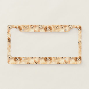 Adorable Puppy Watercolor Pattern (4) License Plate Frame