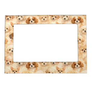 Adorable Puppy Watercolor Pattern (4) Magnetic Frame