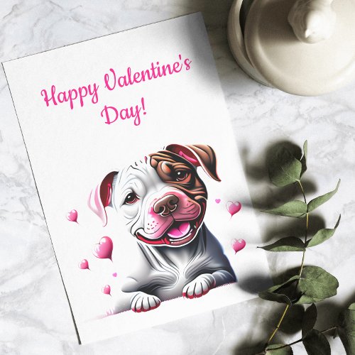 Adorable Puppy With Hearts Ruff You Valentine Holiday Card
