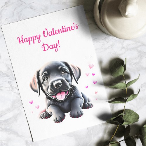 Adorable Puppy With Hearts Ruff You Valentine Holiday Card