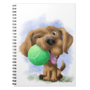 Adorable Puppy With Tennis Ball cartoon Notebook