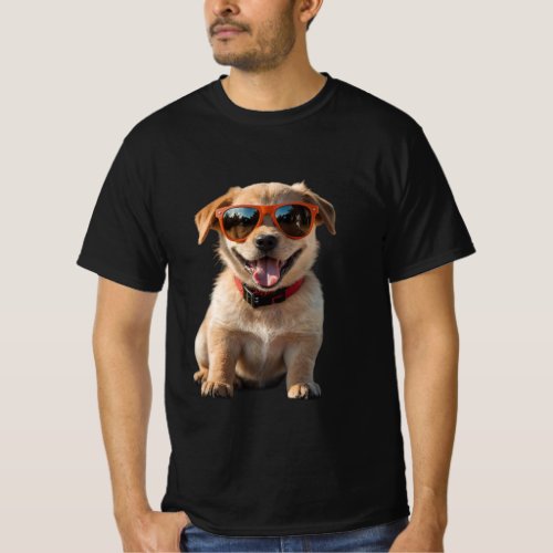 Adorable Puppy with Tongue Out and Sunglasses T_Shirt