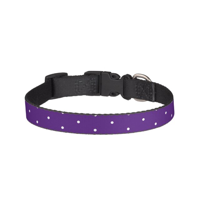 Adorable purple and white polka dots pet collar (Front)