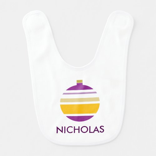 Adorable Purple and Yellow Holiday Christmas Baby Bib