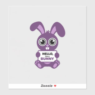 Adorable Purple Bunny: Say Hello! Sticker