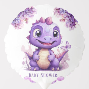 Adorable Purple Dinosaur Floral Girl Baby Shower Balloon
