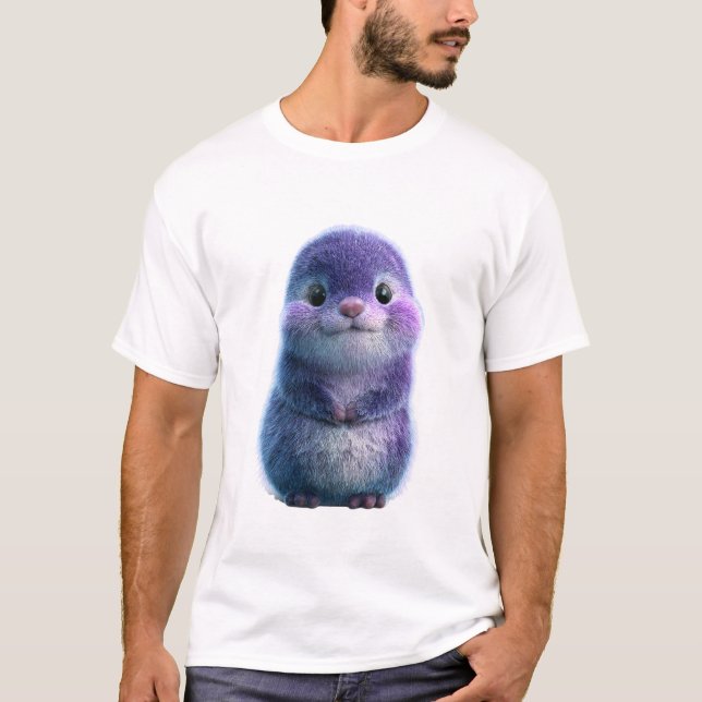 Adorable Purple Furry Creature Portrait Men T-Shirt (Front)