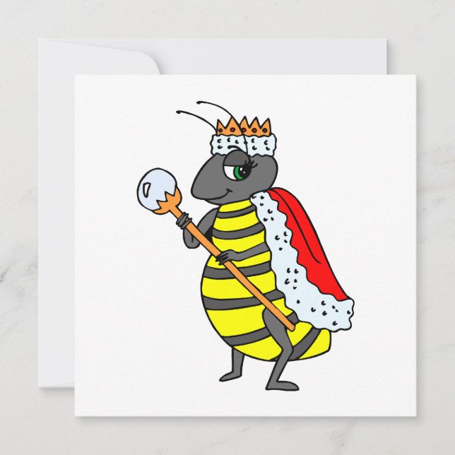 Adorable Queen Bee Cartoon Invitation (Front)