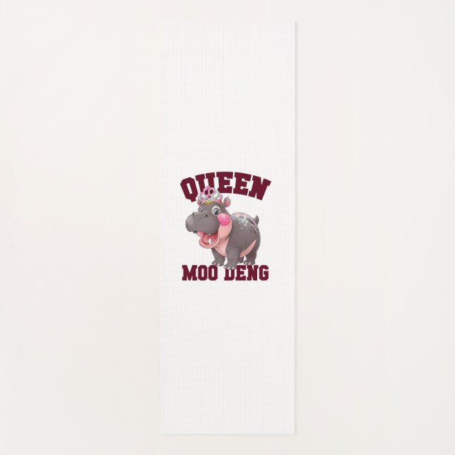 Adorable QUEEN MOO DENG Mom Baby Hippo Princess Ch Yoga Mat (Front)