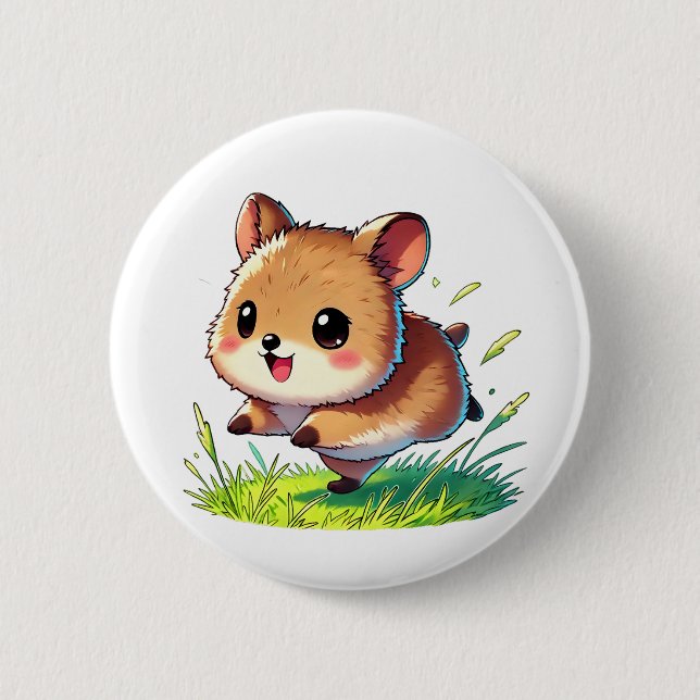 Adorable quokka with wide smile running button (Front)