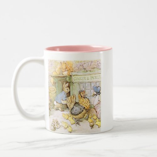 Adorable Rabbit and Poultry Two_Tone Coffee Mug