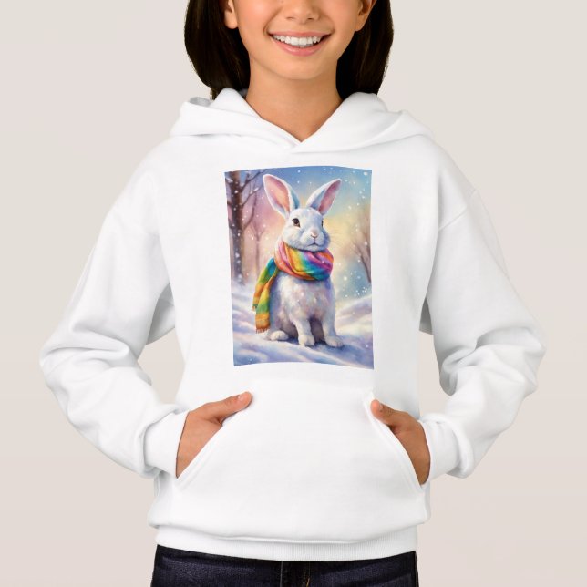Adorable Rabbit Design on Cozy White sweatshirts  (Front)