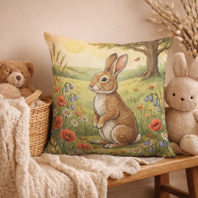 Adorable Rabbit Forest Animals  Throw Pillow (Creator Uploaded)