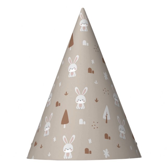 Adorable Rabbit Kids Pattern Party Hat (Front)