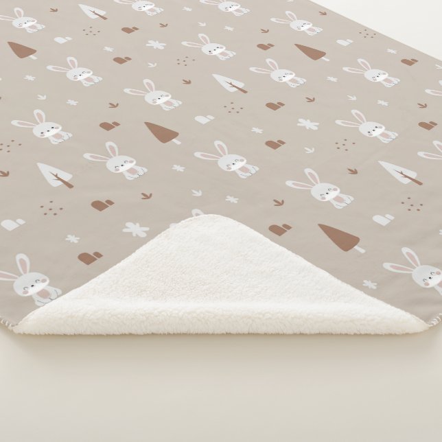 Adorable Rabbit Kids Pattern Sherpa Blanket (3/4)