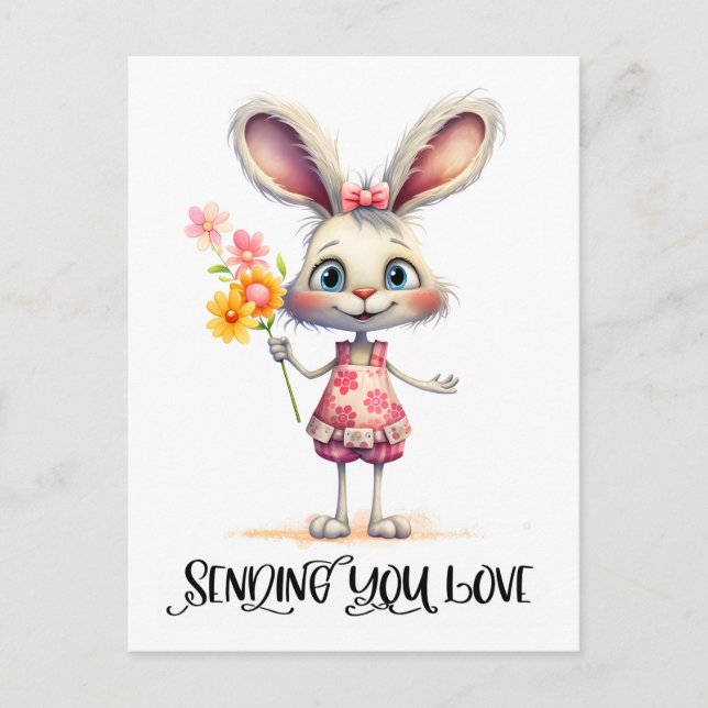Adorable Rabbit Sending You Love Postcard (Front)