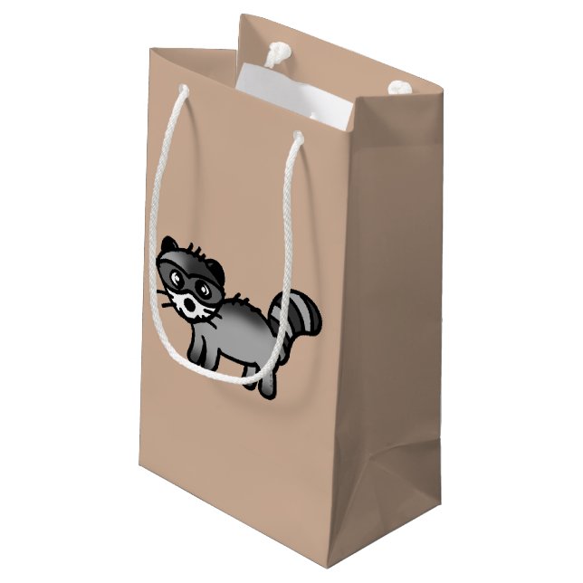adorable raccoon animal cartoon small gift bag (Back Angled)