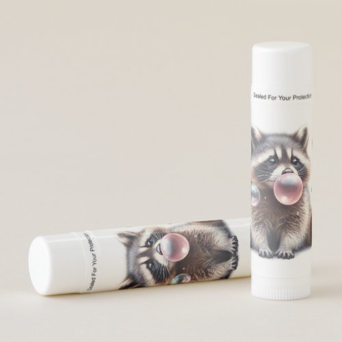 Adorable Raccoon Blowing Bubble Gum  Lip Balm