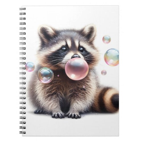 Adorable Raccoon Blowing Bubble Gum  Notebook