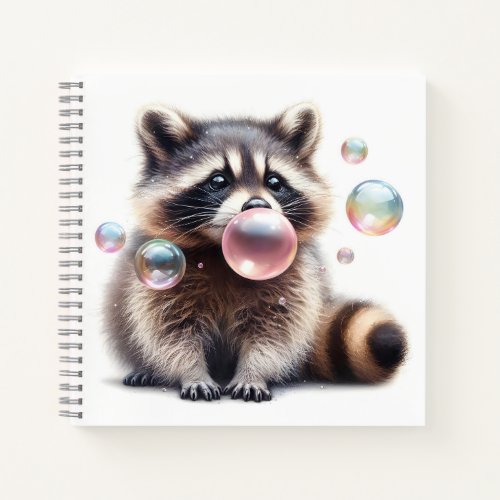 Adorable Raccoon Blowing Bubble Gum  Notebook