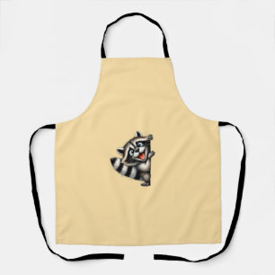 Adorable Raccoon Christmas Peek - Cute Holiday Gif Apron