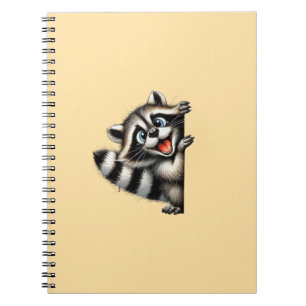 Adorable Raccoon Christmas Peek - Cute Holiday Gif Notebook