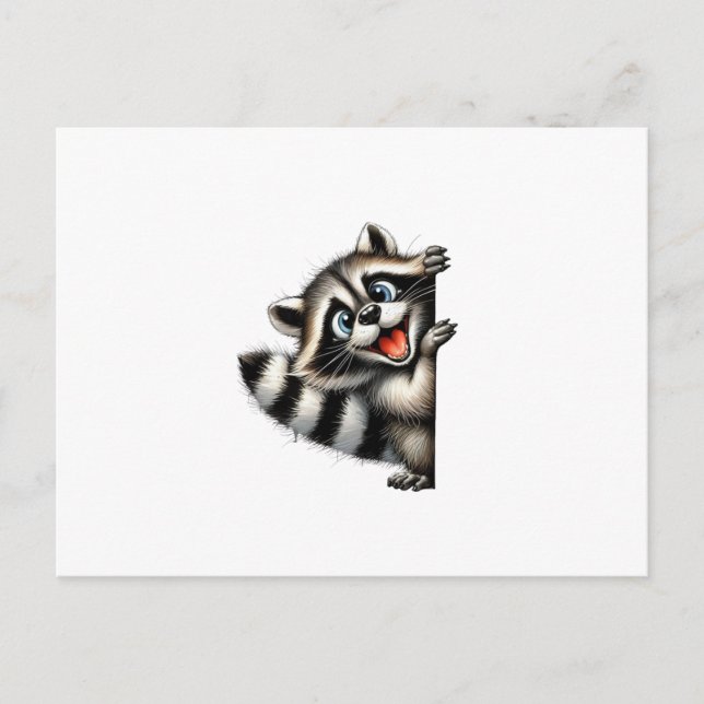 Adorable Raccoon Christmas Peek - Cute Holiday Gif Postcard (Front)