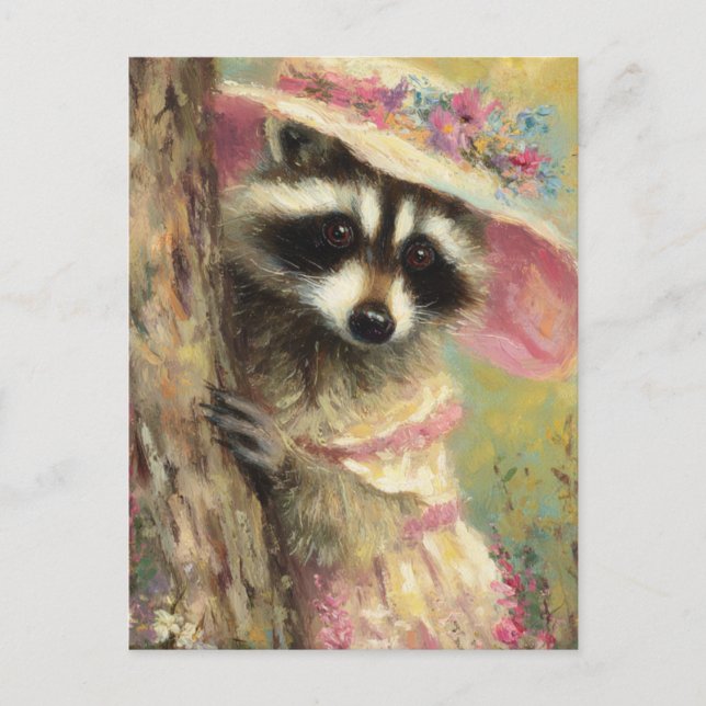 Adorable Raccoon in a Dress Postcard (Front)
