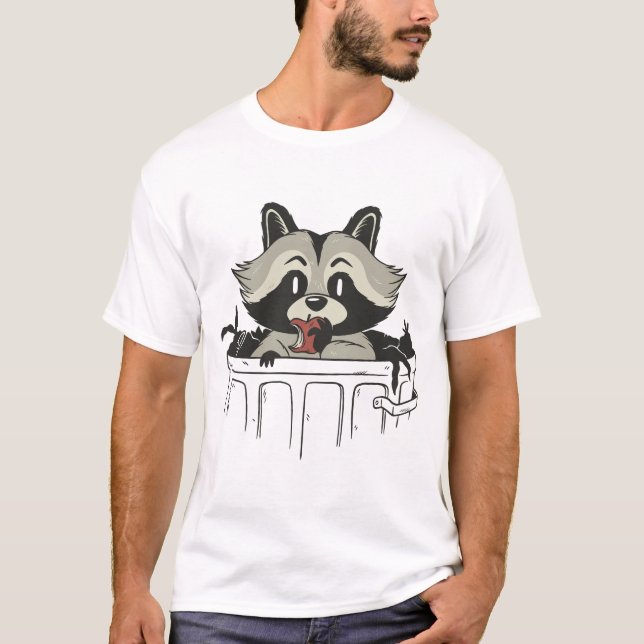 Adorable Raccoon in the Trash Eating an Apple T-Shirt (Front)