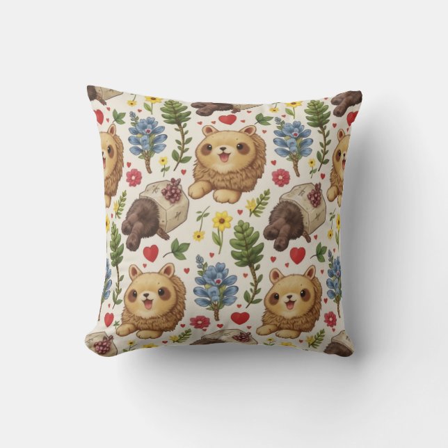 adorable raccoon pillow cushion (Front)