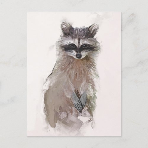 Adorable Raccoon Portrait Postcard