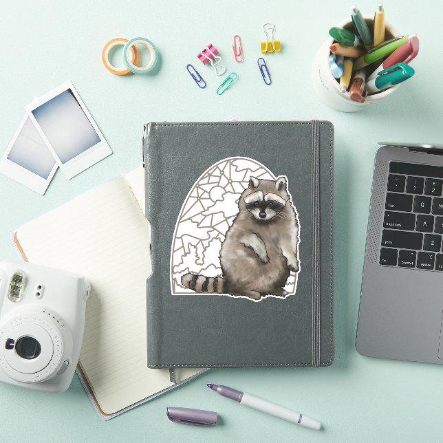 Adorable Raccoon Stained Glass  Sticker (iPad Cover)