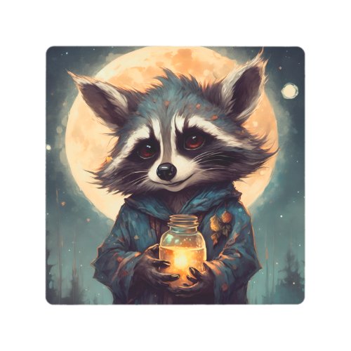 Adorable Raccoon With a Magic Potion Metal Print