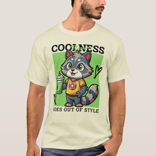 Adorable Raccoon with Smoothie T_shirt