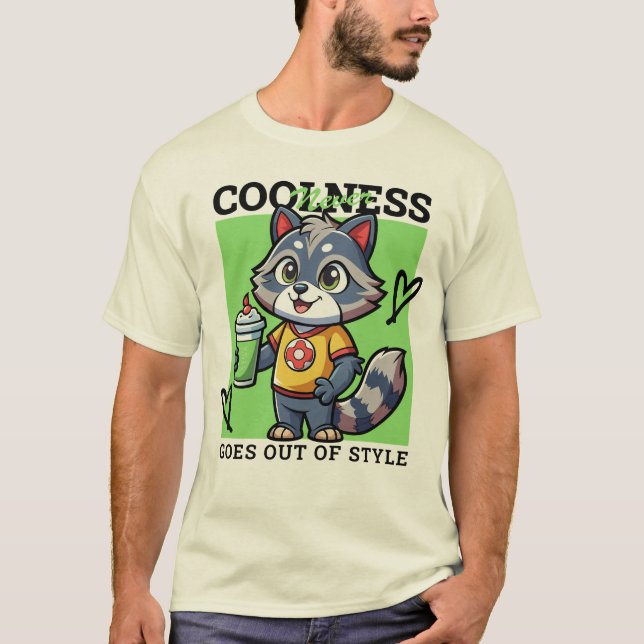 Adorable Raccoon with Smoothie T-shirt (Front)