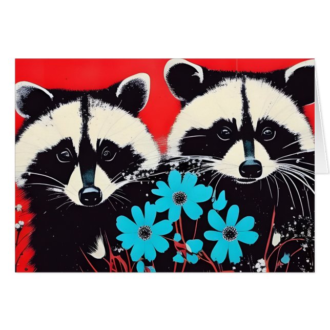 Adorable Raccoons All Occasions Greeting Card (Front Horizontal)