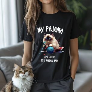 Adorable Ragdoll Cat Pajama Design for Cat Lovers T-Shirt