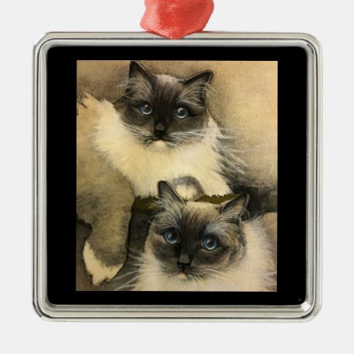 Adorable Ragdoll Cats with Bright Blue Eyes Metal Ornament