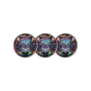 Adorable Rainbow Catgirl Furry Anime Golf Ball Marker