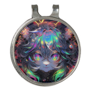 Adorable Rainbow Catgirl Furry Anime Golf Hat Clip